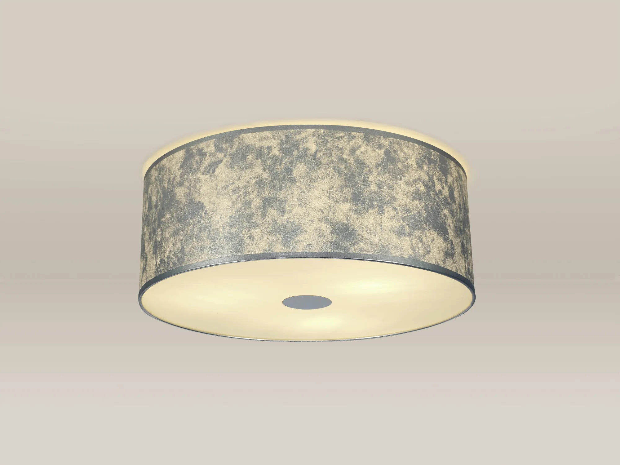 Baymont 60cm Flush 3 Light Silver Leaf, Frosted Diffuser DK0633  Deco Baymont WH SL